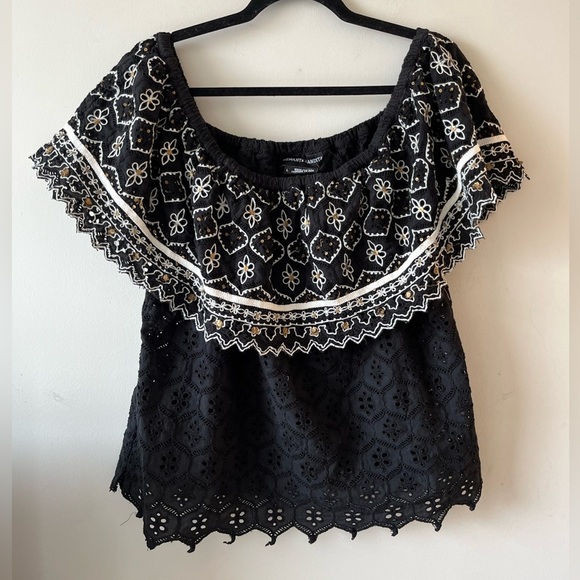Hemant & Nandita Off the Shoulder Eyelet Embellished Blouse Large - Picture 1 of 10